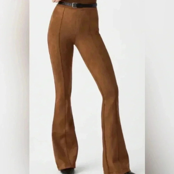 Spanx Faux Suede Pull On Flare Pants in Rich Caramel, Size XS  and XL NWT - Picture 1 of 13